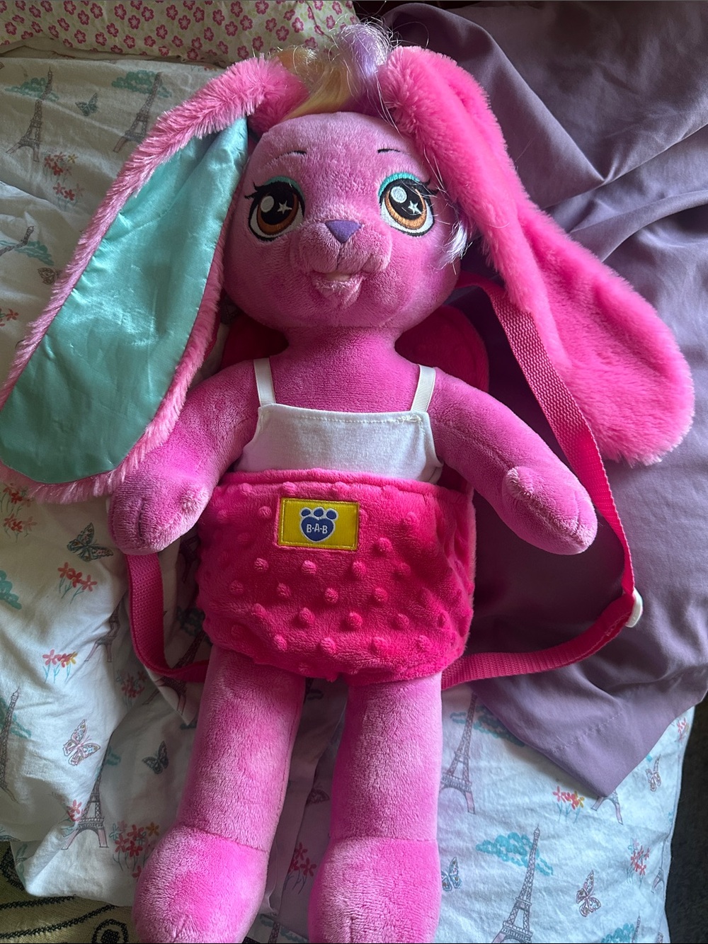 Pink Plush Bunny Backpack Toy - B•A•B WORKSHOP